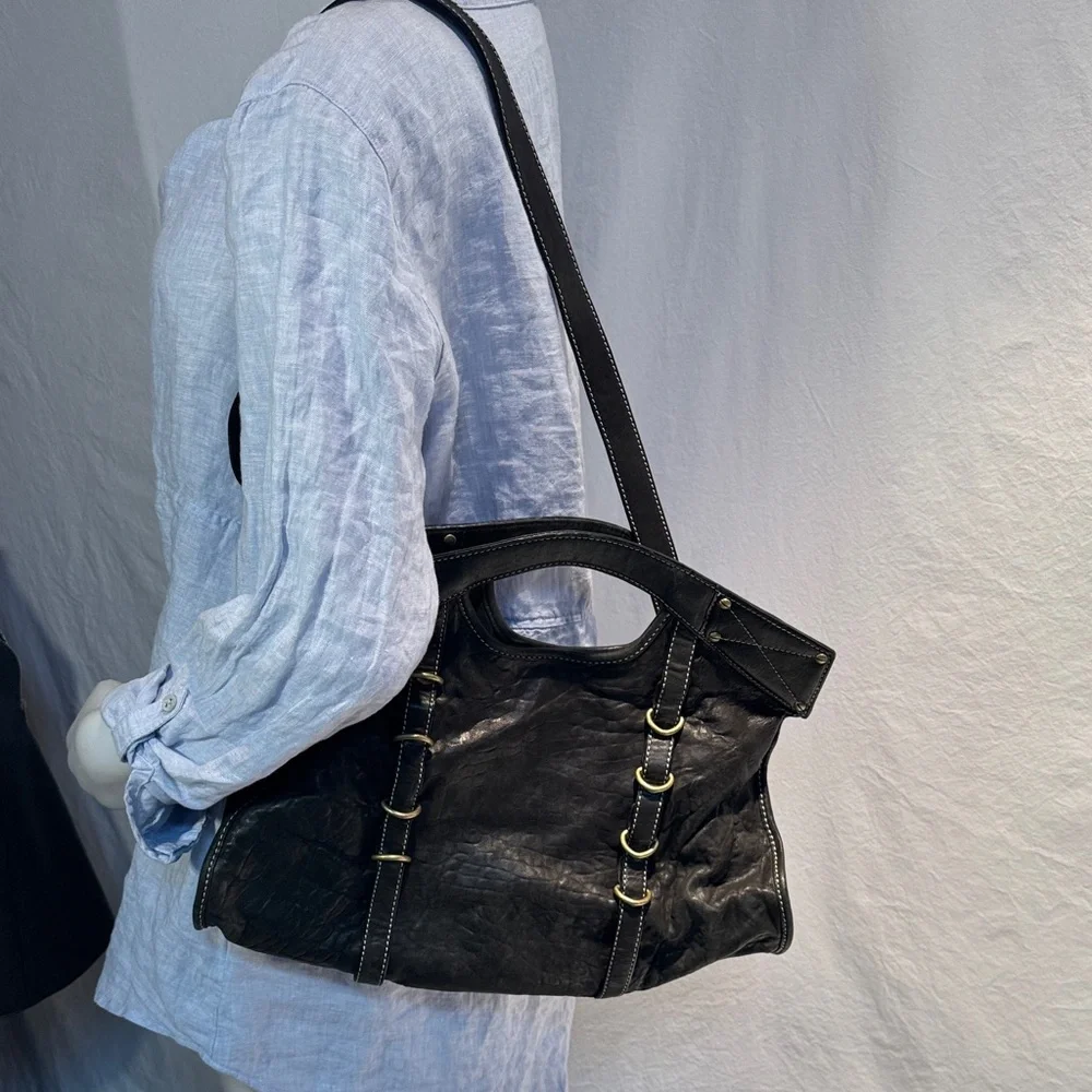Cynthia Rowley Black Leather Shoulder Bag